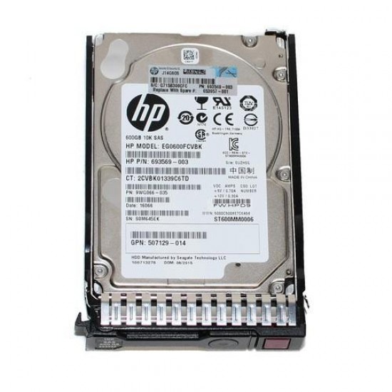 HP G8 G9 600GB 10K 6Gbps 2.5Inch SAS Hard Disk 653957