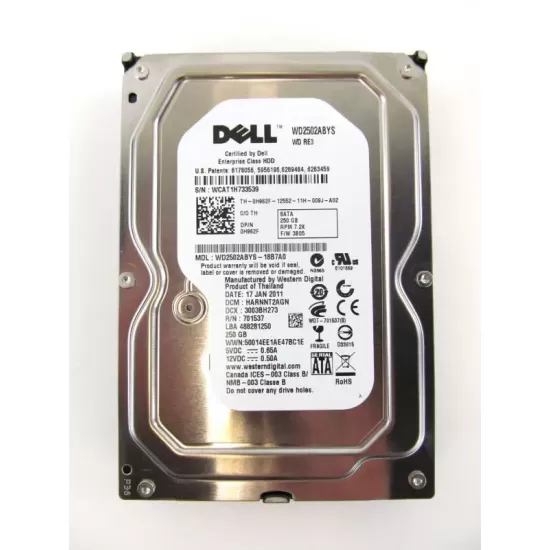 Refurbished Dell 250GB 7.2K 3G 3.5 Inch SATA HDD WD2502ABYS 0H962F