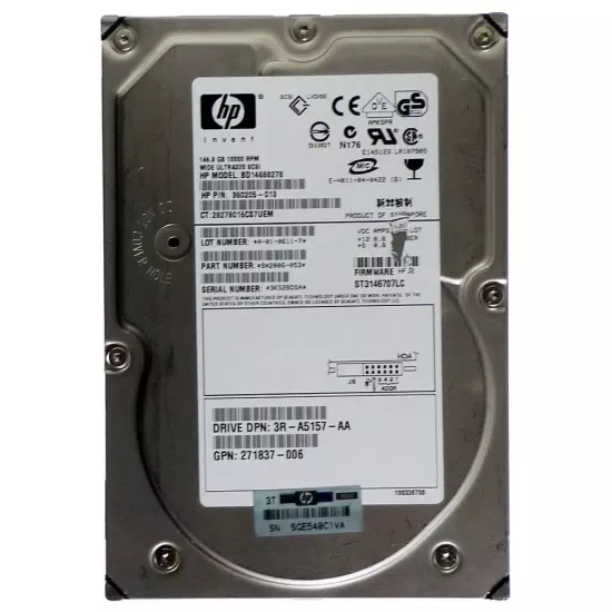 Refurbished HP 36gb 10k rpm 3.5 Inch USCSI Hard Disk Drive BD0266459B