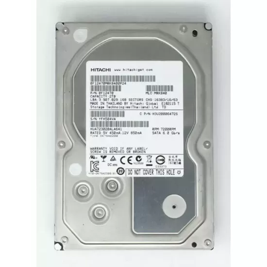 Refurbished Hitachi 2TB 7.2K RPM 6G SATA 3.5 Inch Hard Disk H3U20006472S 0F15107