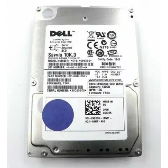 Refurbished Dell 146GB 10K RPM 6G 2.5 inch SAS HDD 9FJ066-050