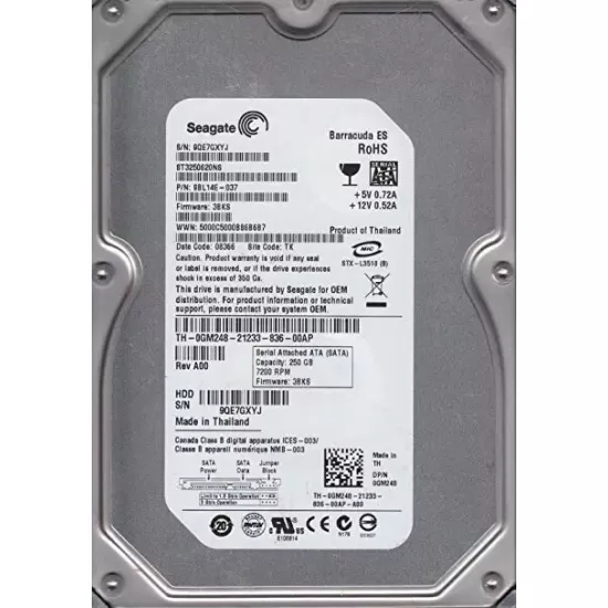 Refurbished Dell 250GB 7.2K RPM 3G 3.5 inch SATA HDD 9BL14E-037 0GM248