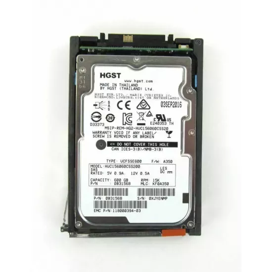 Refurbished EMC 600gb 15k rpm 6g 3.5 inch sas hard disk HUC156060CSS200 005050927