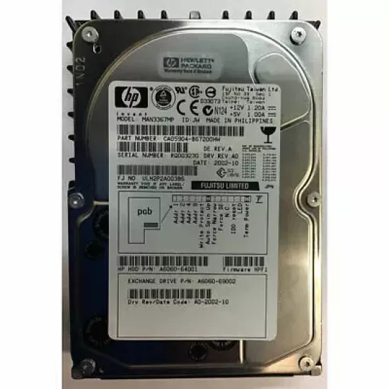 Refurbished HP 36.4GB 10K RPM 3.5 Inch USCSI 80 PIN HDD 0950-4227