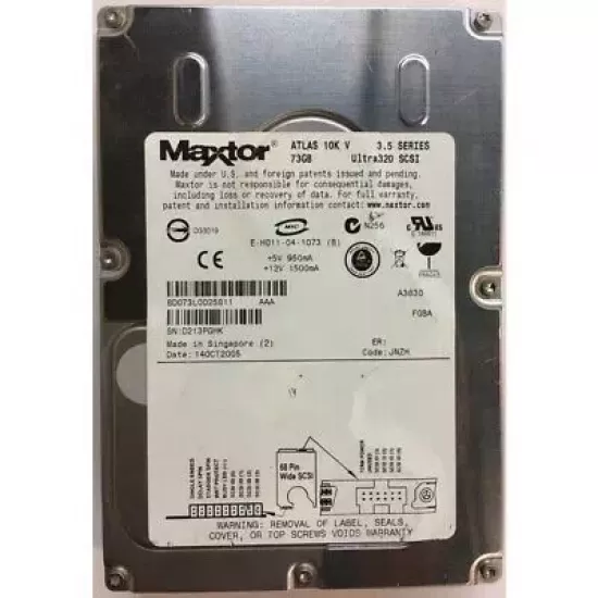 Refurbished Maxtor 73gb 10k rpm 3.5 inch sp uscsi hard disk 8D073L0025811