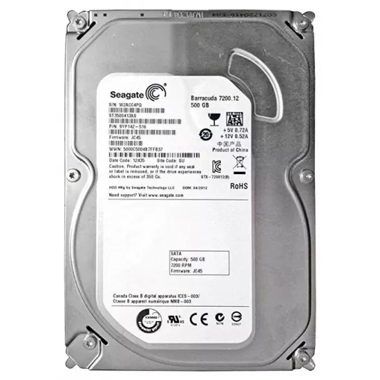 Refurbished Seagate 500gb 7.2k rpm 3.5 inch sata hard disk ST3500413AS 9YP142-304